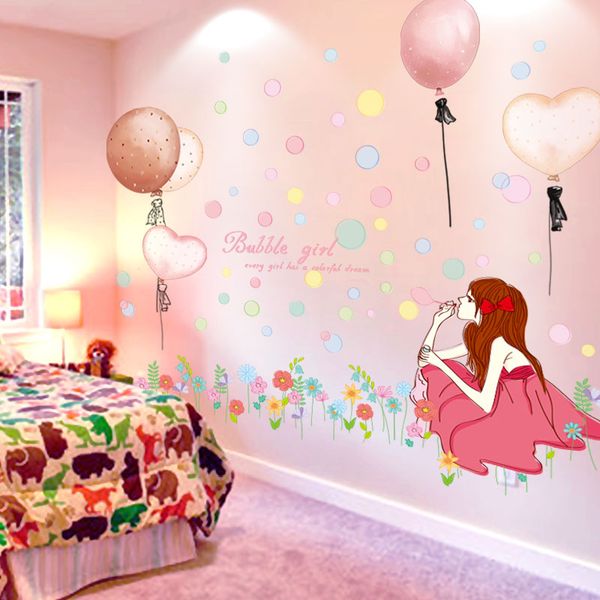 

[shijuekongjian] creative girl wall stickers diy balloons wall decals for kids room baby bedroom wedding home decoration