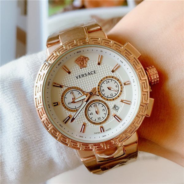 

vre топ люксовый бренд мужские часы 44mm новый роскошный кварцевые часы секундомер montre ьотте relogio часы мужчины люксовый бренд, Slivery;brown