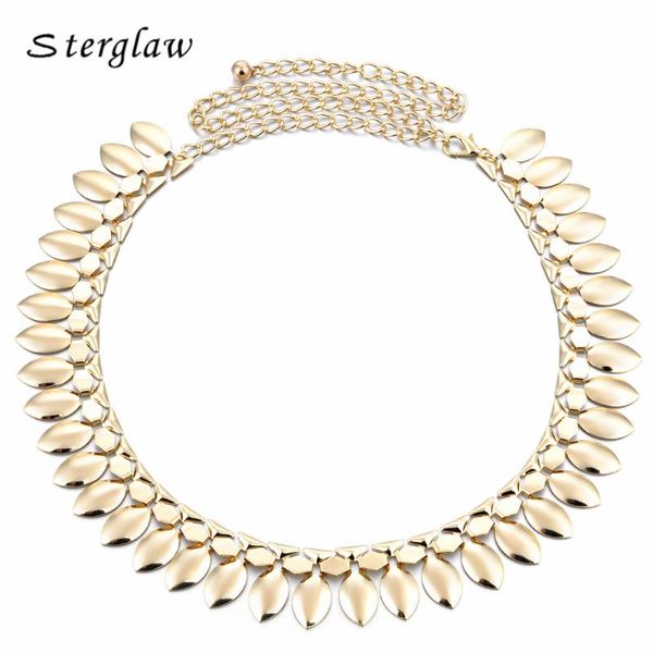 

handmade silver&golden metal leaves ladies waist chain belts for women belly dance charm belts party dresses ceinture f068, Black;brown