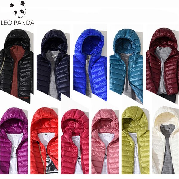 

2019 autumn winter ultra-light plus size thin down jacket women slim short hooded warm white duck down coat women's outerwear, Black