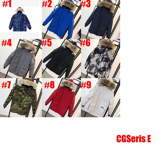 

canada mens down coat camo printing hooded windproof fashion active womens jackets luxury embroidery badge clothes with tag & label parkas, Black