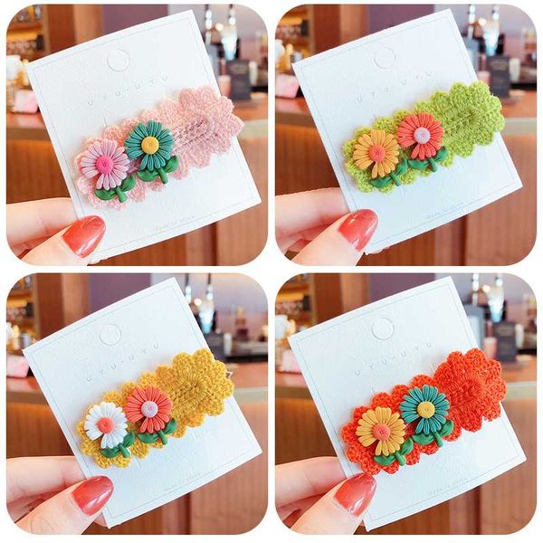 

cute candy color flower ornament hair clips girls lovely knitting barrettes hairpins kids children sweet hair accessories, Slivery;white
