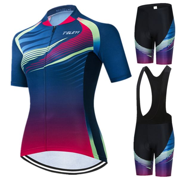 

racing sets teleyi women's cycling clothing summer mountain bike pro team bicycle clothes anti-uv jersey set ropa ciclismo, Black;blue