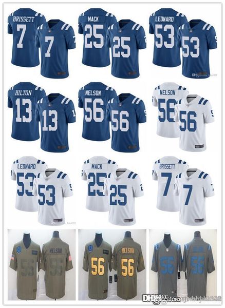 

men indianapolis colts 13 t.y. hilton 53 darius leonard 7 jacoby brissett 25 marlon mack 56 quenton nelson football jerseys, Black;red