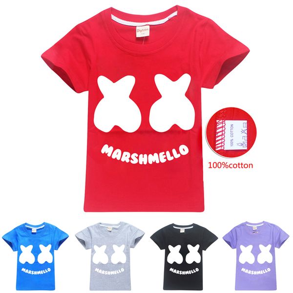 

marshmello t shirt dj music t shirts 5 colors 6-14y kids boys girls cotton t-shirts tees kids designer clothes boys kids clothes fj07, Blue