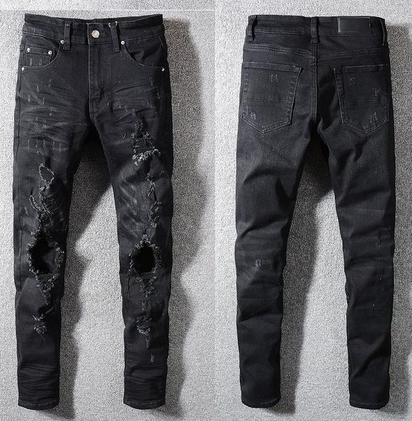 

fashion classic mens designer spring trend new men pop jeans wild casual boutique man pure color pants, Blue