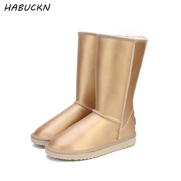 

2018 new women shoes winter boots genuine cowhide leather waterproof fashion casual woman snow boots 6 color us 3-13, Black