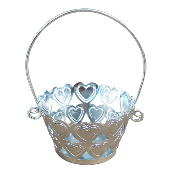 

12 mini wedding christmas easter birthday party favor baskets, miniature fun metal heart baskets for shower favor treat goodie