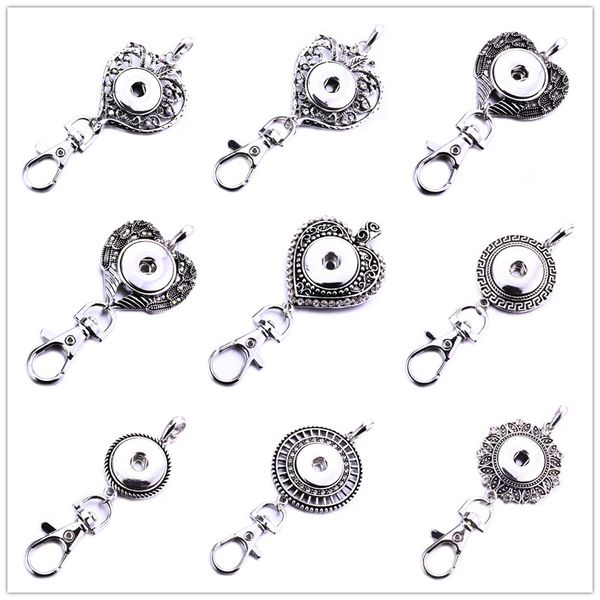 

vintage styles heart keyring noosa chunks 18mm snap buttons key chains keys ring jewelry for men & women, Slivery;golden