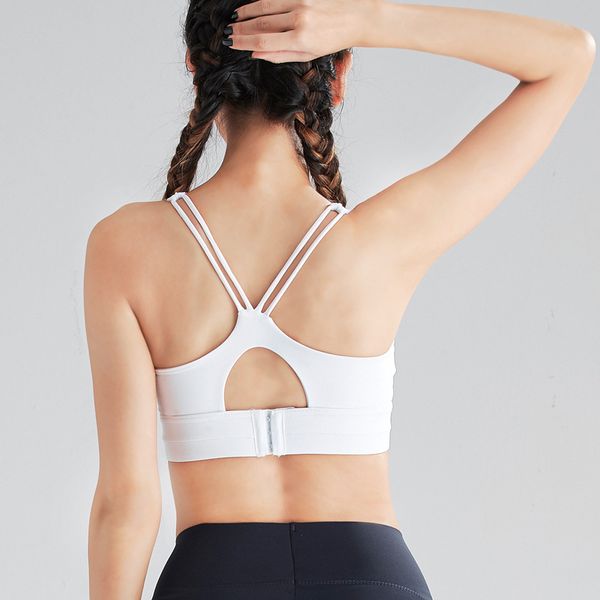 

virson strappy sports bra for women, crisscross back yoga bra medium support activewear fitness bra with removable cups, White;red