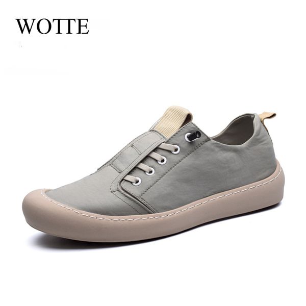 

wotte men canvas shoes slip-on men casual shoes comfortable loafers casual flats driving footwear male plus size, Black