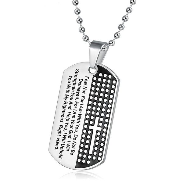 

no fade gospel cross 316l stainless steel men necklaces hiphop rock slide peace bead chain man necklace drop pendants punk jewel, Silver