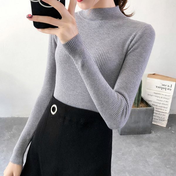 

autumn winter women pullovers sweater knitted korean elasticity casual jumper fashion slim turtleneck warm female sweaters, White;black