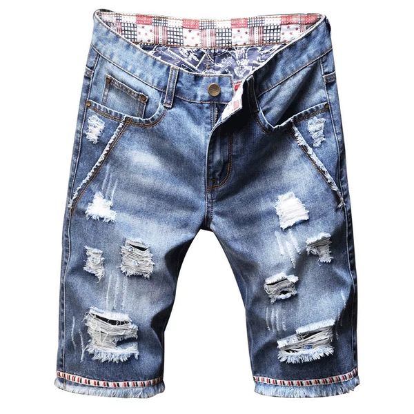 

2020 new summer denim shorts male jean short homme ripped jeans for men, Blue