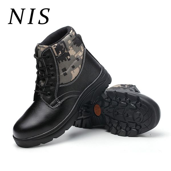 

nis camouflage men work safety shoes atrego steel toe anti-puncture anti-smashing work boots industrial safety workshoes sneaker, Black