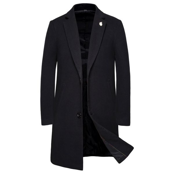 

plus size winter trench coat men overcoats business black casual outdoor slim thick warm jackets and coats long men windbreaker, Tan;black