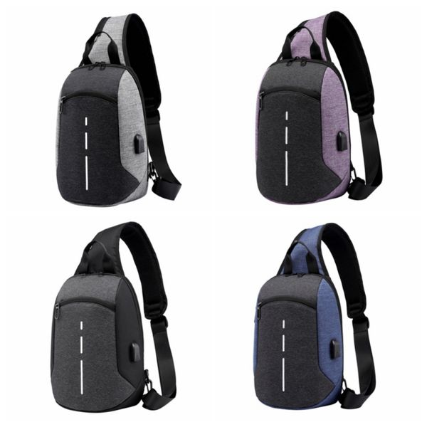 

outdoor message bags usb charge crossbody bag waterproof durable shoulder bag sling chest for men women