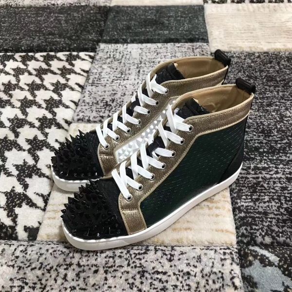 

luxurious brand high red bottom sneakers for women,men fashion spikes casual man chunky sneaker hip hop casual shoes ing, Black
