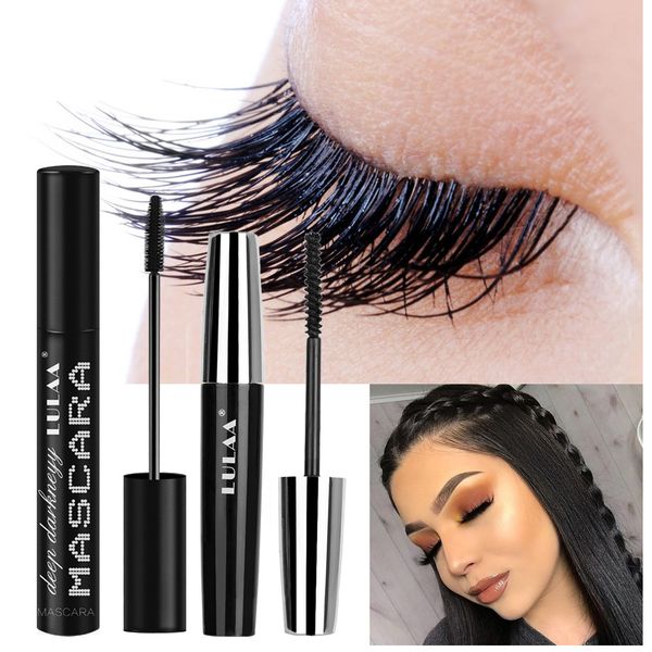 

thick mascara black cruling long lasting waterproof 4d silk fiber mascara for eye makeup 2pcs in one box