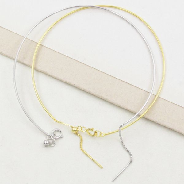 

925 sterling silver open pin adjust chain bracelet wire silver line wire cord for making jewelry accessories 17cm 1pc, Black