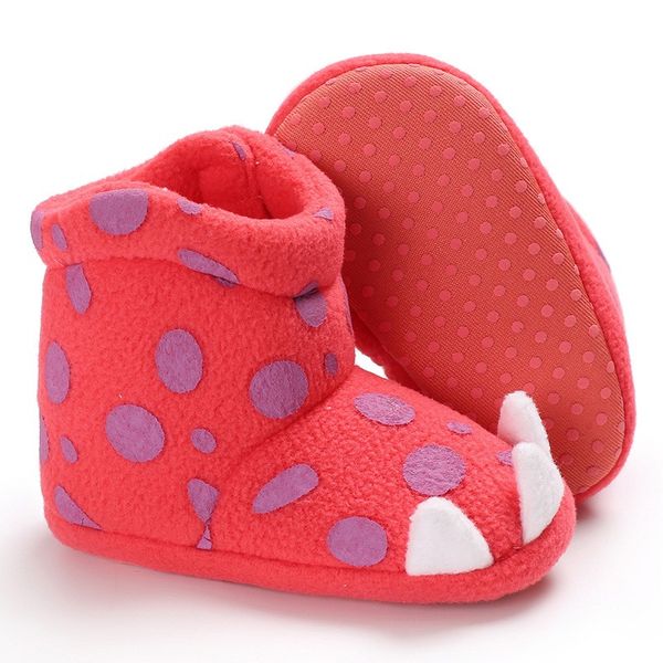 

winter boots for children baby girls anti-slip warm cute toddler first walk winter boots polkat dot slip-on cotton baby shoes, Black;grey