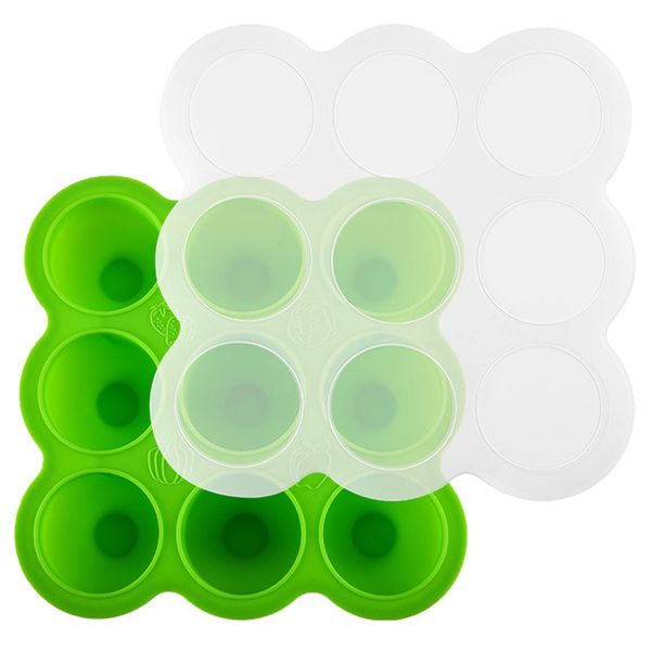 

baby food storage container and er tray with silicone clip-on lid - 9x2.5oz easy-out portions ice cream tools