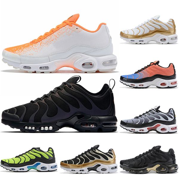 

luxury fashion air cushion plus tn ultra mens running shoes tn plus triple black gold blue orange yellow green mens trainers sneakers 12, White;red