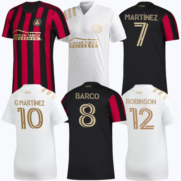 

2020 2021 mls atlanta united fc soccer jerseys barco # 10 g.martinez # 7 martinez atlanta united home away football shirts s-2xl, Black;yellow
