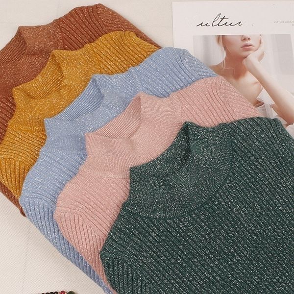 

designer sweater women sweaters woman glitter lurex women sweater spring autumn ribbed high elastic basic female pullover sweater, White;black