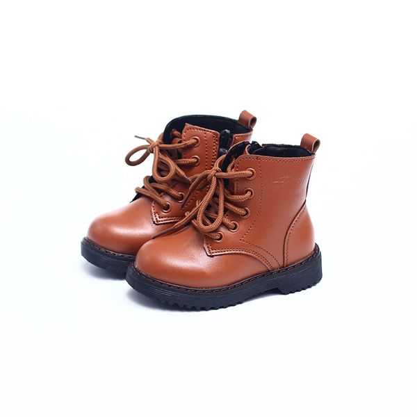 

mhyons зимняя мода ребенок кожа снегоступы для девочек мальчиков теплый мартин сапоги обувь повседневная плюшевые ребенок малыш обуви, Black;grey