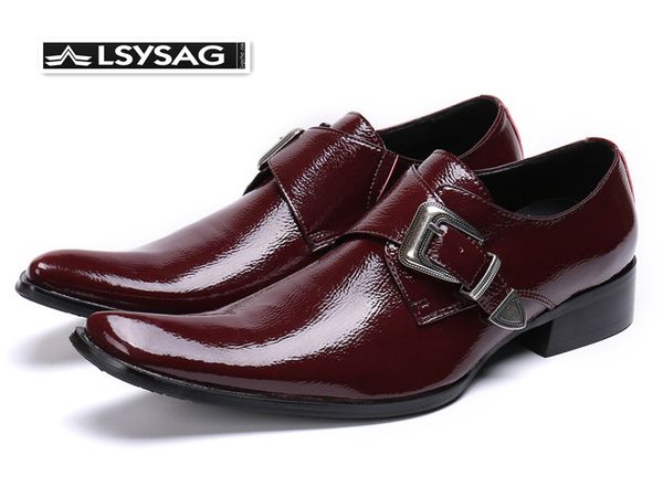 

new italian genuine leather men oxford shoes business office formal dress shoes monk strap men brogue brown, Black