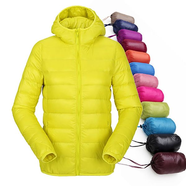 

winter down jacket women ultra light down 90% white duck short coat jacket hooded parkas quality brand autumn outwear, Black
