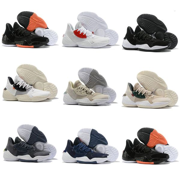 

2019 beard harden vol.4 basketball shoes men shoes james vol 4 bred sneakers black white orange mens sports trainers size 40-46