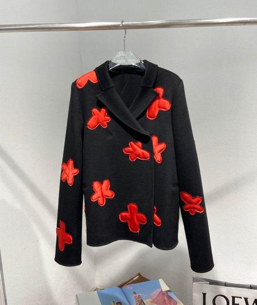 

2019 winner women flower wool jacket outerwear ladies luxury flower coat ddxgz2 12.22, Black