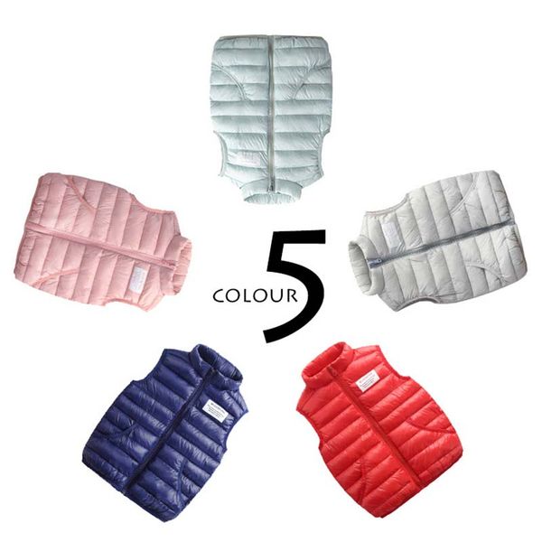 

kids light down vest baby boy girl solid turtleneck autumn winter warm outwear children european style waistcoats boys clothes, Blue