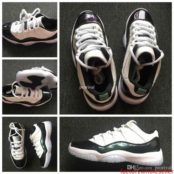 

new 11 low emerald green black white basketball shoes for men 11s barons sports sneakers basket ball shoe size 7-13