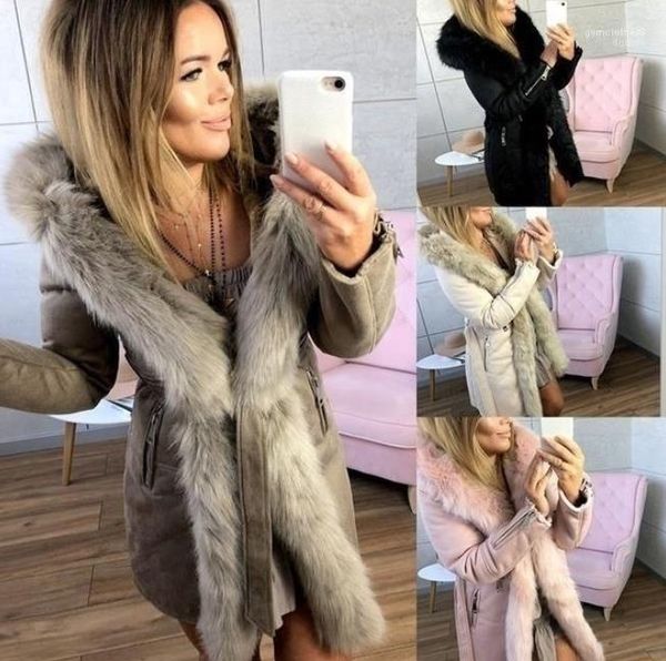

casual fur women jackets paike solid designer warm jacket winter, Black;brown