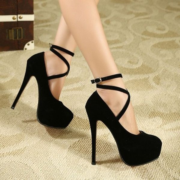 

fashion new high-heeled shoes woman pumps wedding party shoes platform fashion women high heels 11cm suede black 8size