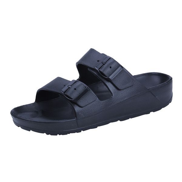 

#5 new casual men soft sandals men's wear flat slippers beach shoes ultra light double buckle sandals sandalia masculina, Black