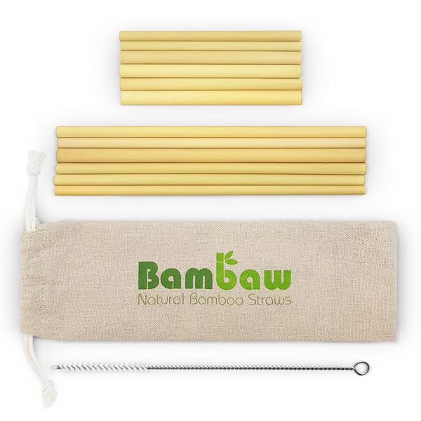 

10pcs/set eco-friendly bamboo straws reusable drinking straws & clean brush travel straw for cocktail party bar accessories