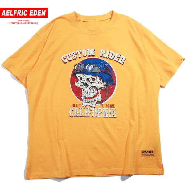 

aelfric eden funny skull printed casual t-shirts mens 2019 summer new fashion harajuku hip hop cotton t-shirts streetwear, White;black