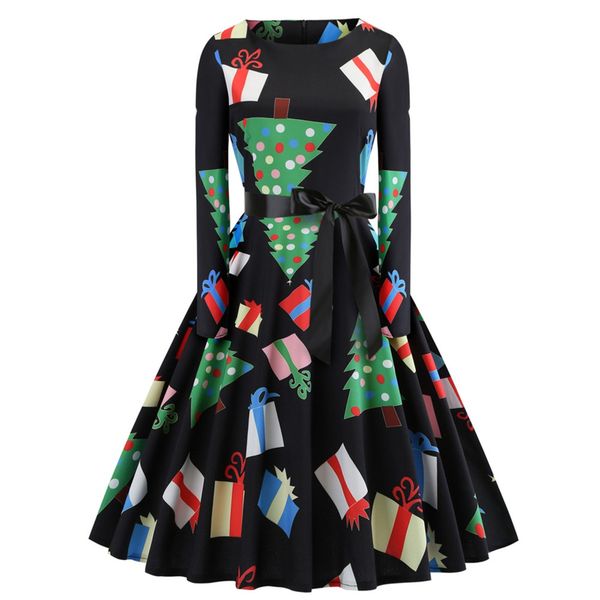 

christmas party vestidos autumn winter floral print vintage dress elegant dresses tunic robe femme casual festival dress costum, Silver