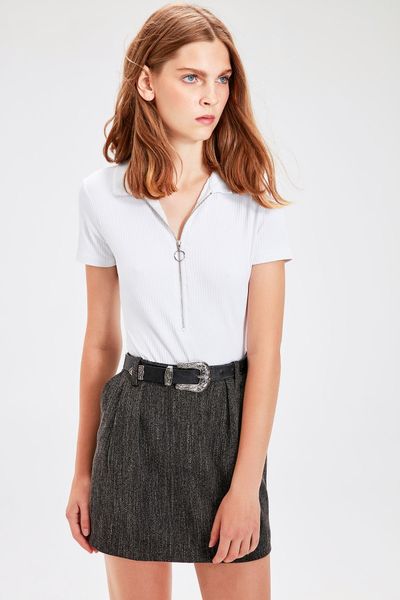 

trendyol anthracite basic skirt twoaw20et0073, Black