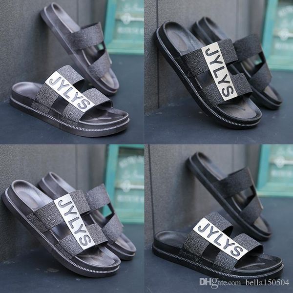 

european brand summer slippers designer sandals men breathable beach flip flops casual slip-on flats sandals men shoes good quality, Black