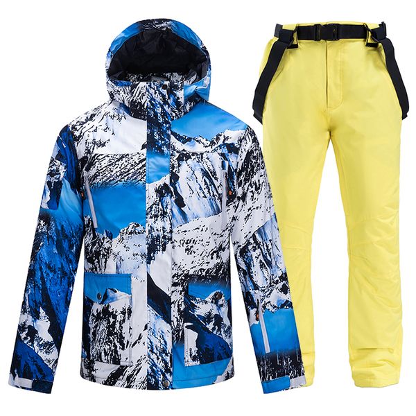 

new men thicken warm ski suit male winter outdoor sport windproof waterproof skiing snowboard jacket pants ski set plus size 3xl