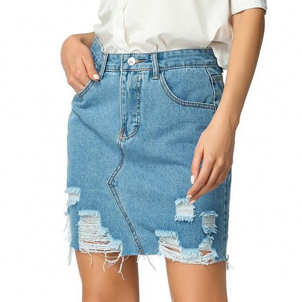 

35 jean skirts womens fashion womens mini skirts pocket high waist denim hole beach bottom elegant pencil midi, Black