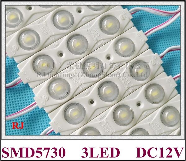 modulo LED a iniezione luce IP65 impermeabile con lente SMD 5730 DC12V 3 led 1.5W 150lm IP65 85mm(L)*18mm(W) CE ROHS 2017