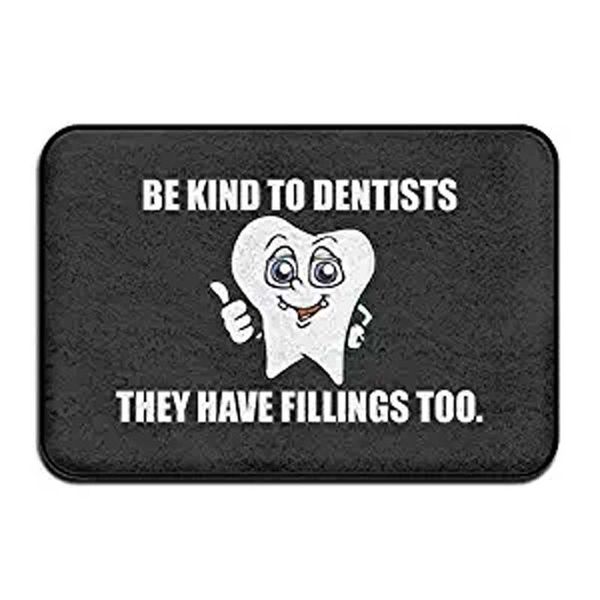 

funny words saying be kind to dentists polyester front door mat welcome doormat for home, indoor, entrance, kitchen, patio, ent