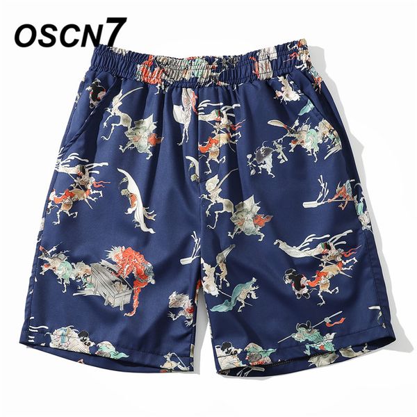 

oscn7 casual streetwear hawaii print oversize beach board shorts men 2020 summer fashion high street bermuda short pants men 108, White;black