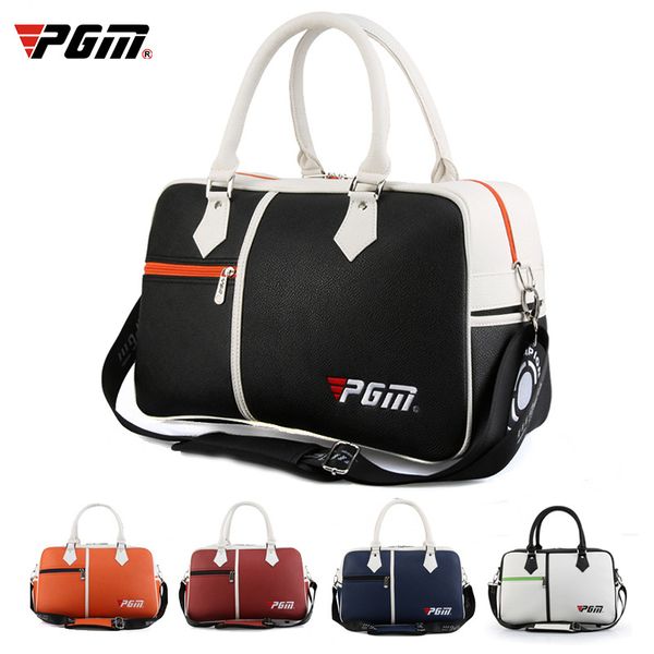 

pgm golf clothing bag pu ball bag men & women waterproof large capacity clothes double layer handbags in 5 colors